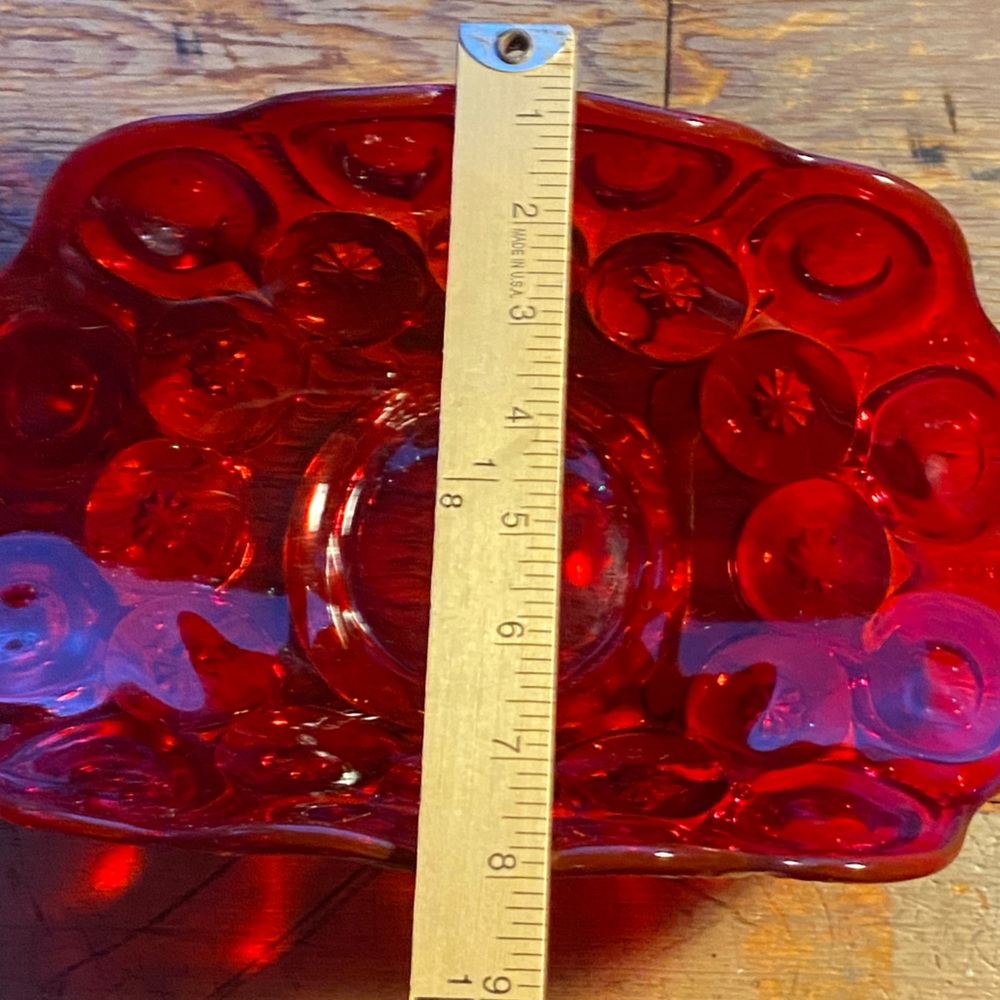 Vintage L.E. Smith “Moon and Stars” Amberina banana boat bowl - Picture 13 of 14